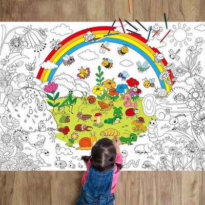 Naozinebi Bug Garden Coloring Poster for Kids 31.5inches×43.3inches, Colorful 