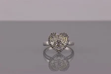 Zales Two Tone Sterling Silver Diamond Accented Scroll Heart Band Ring 925 Sz: 7