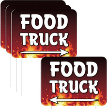 3 Pack Food Truck Yard Signs 15.75 X 11.81 Inches Double-Sided Yard Signs with S