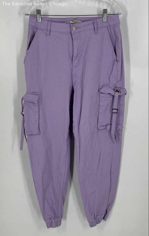 American Bazi Womens Purple Tapered Leg Casual Jogger Pants Size Large