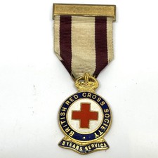 British Red Cross Society 3 Years Service Medal Vintage King's Crown Pre-1953