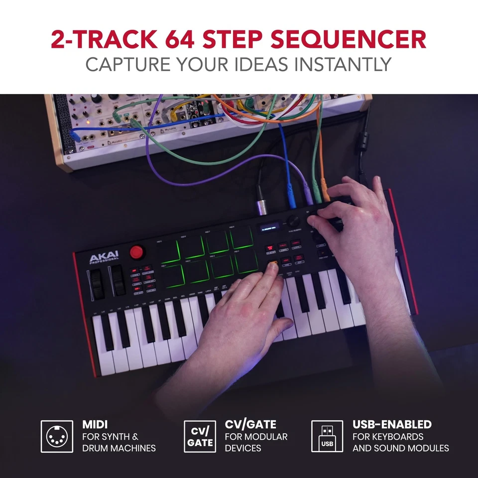 Akai MPK Mini Plus USB MIDI Keyboard Controller 37 Mini Keys w/ Pads & Sequencer - Image 4 of 4