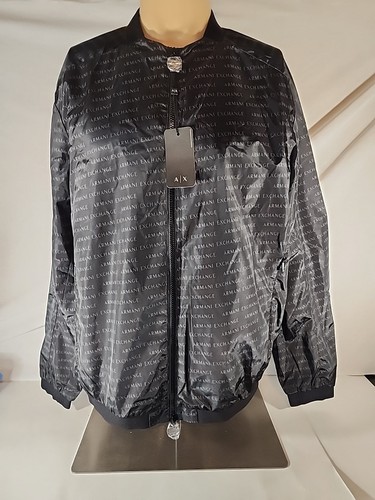 Armani Exchange A|X Mens Logo Zip Up Bomber Jacket Wind Breaker Large L - Picture 1 of 10