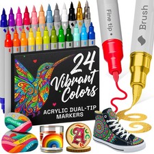Acrylic Paint Pens for Rock Painting Set of 24 Extra Fine Point Non-toxic Paint