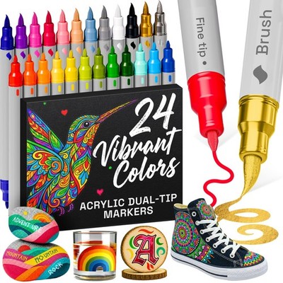Acrylic Paint Pens for Rock Painting Set of 24 Extra Fine Point Non-toxic Paint