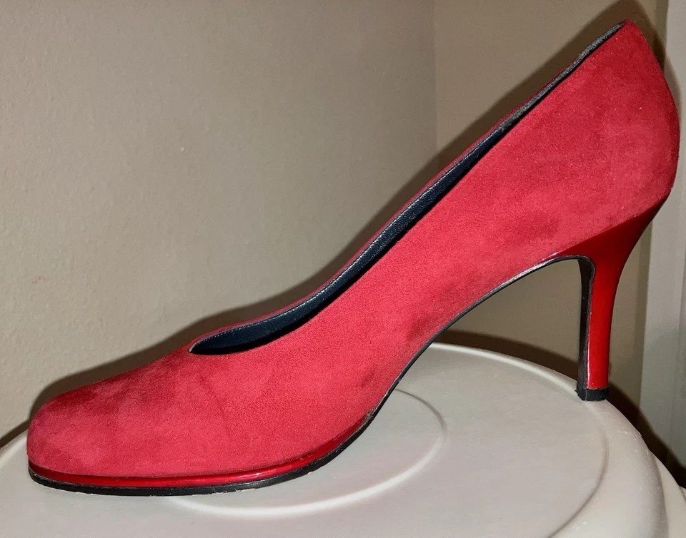 Zapatos Stuart Weitzman Mujer Talla 8 M Rojo Gamuza Tacón Alto 👠 Encantadores Trabajar o Jugar Foto 2 de 4