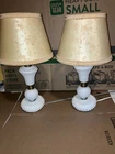 2 VINTAGE Milk Glass Hobnail Lamp That Works With Shades