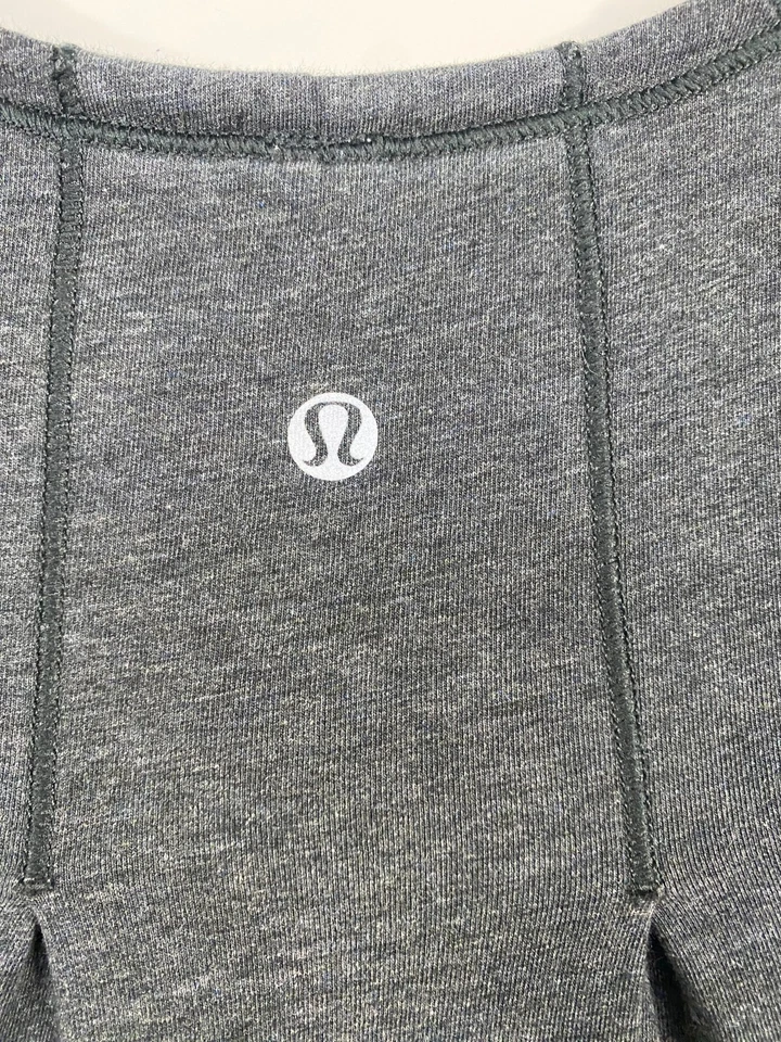 LULULEMON Black Heather Gray Stretch Half Zip Sleeve Workout Yoga Top M L Flaw - Image 4 of 4