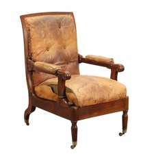 Fauteuil Louis Philippe Ancien En Noyer - Italie XIXe - Certificat D'authenticité