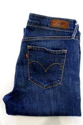 Levi's Demi Curve Straight Damen Jeans W28 L30 mittelblau Stretch Denim LEVK313