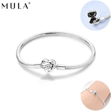 MULA European 925 Silver CZ Eternal Love Clasp Bracelet For Women Charm Jewelry