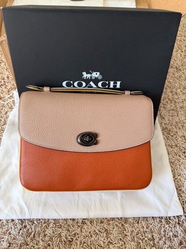 NWT Coach Cassie Colorblock Crossbody Top Handle Taupe Ginger Multi 69524