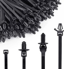 120 PCS Automotive Installation Black Push Mount Cable Zip Ties Assorted Size...