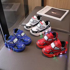 Children’s LED Light Up Trainers Boys Girls Car Design Sneakers Casual Sports UK
