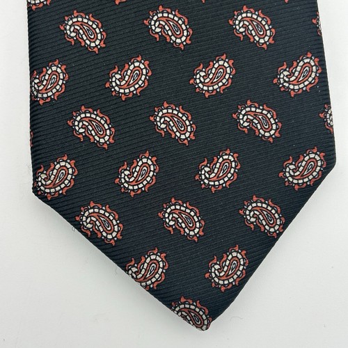 JS Meier Men's Silk Black Red Paisley Necktie Tie Imported From England - Picture 3 of 5