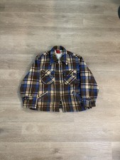 Vintage 70  s Men's Sears Sportwear Plaid Blue Brown Talon Zip Flannel Large