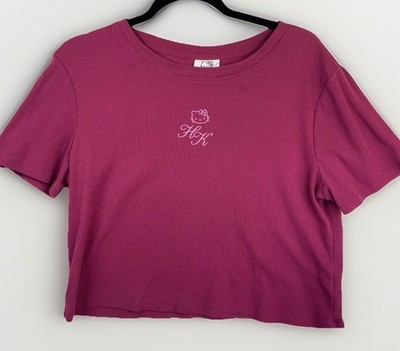 SANRIO WINE PINK JUNIOR XL BABY CROP TOP MONOGRAMMED HK KITTY GRAYSON THREADS