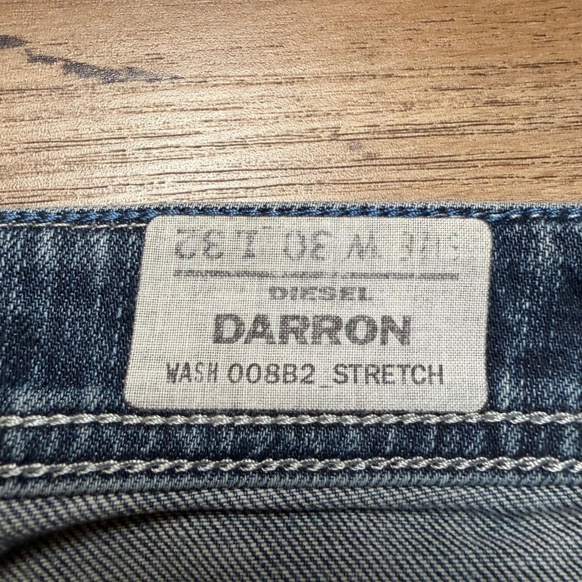 Diesel Darron Jeans Mens 30x32 Blue Slim Tapered Stretch Distressed Wash 008B2 View 4
