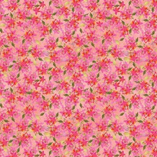 CLOTHWORKS - Fleur de Rose by Sue Zipkin - Star Flowers - Coral ,1/4 yard