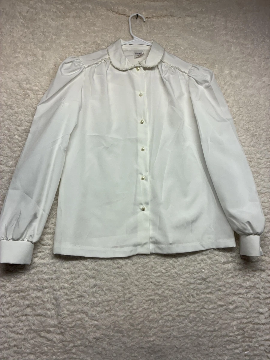 White Peter Pan Collar Shirt In Women's Tops & Blouses for sale - eBay