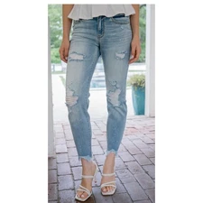 Judy Blue Distressed Bleach Splash Jeans Size 7/28 Mid Rise Relaxed Fit EUC