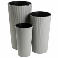 Howhomely PflanzküBel Blumentopf Pflanzgefäß 3Er Set Grau Pflanztopf Geriffelt