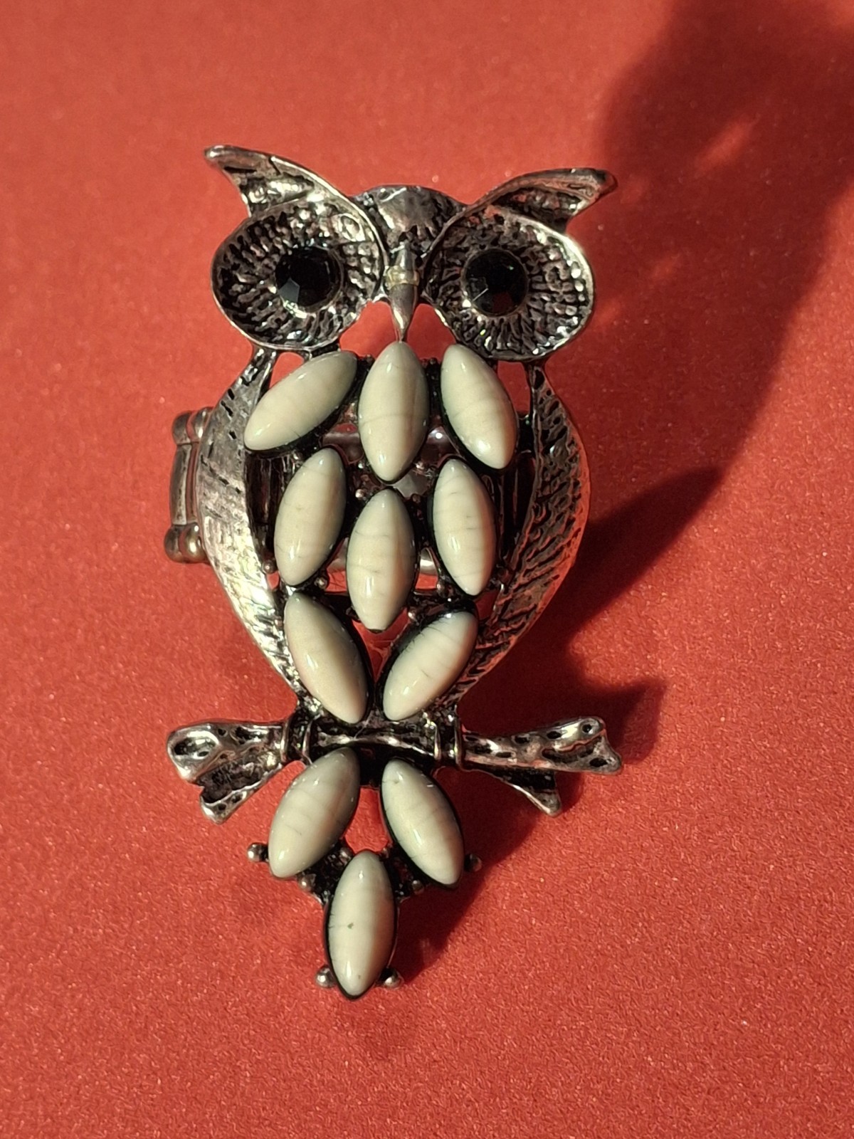 Stunning Large Statement Owl Stretch Ring Silver … - image 6