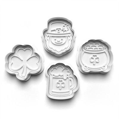 St Patricks Day Theme Cookie Cutters Set + Stamps for Baking Cookies Crafts 1085