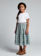 Skirt Girls 6/7 Midi Multicolored Plaid Ruffle Tiered Cotton Mom and Pop's Kids