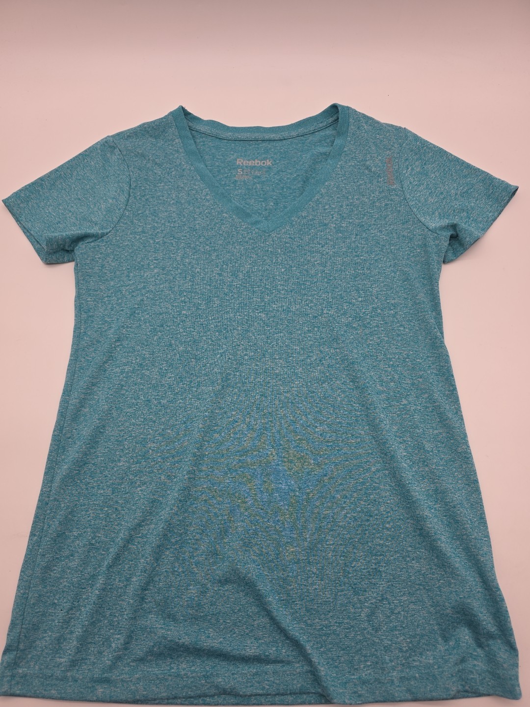 Reebok T-shirt Women S Blue Logo V-Neck Speedwick..#37715