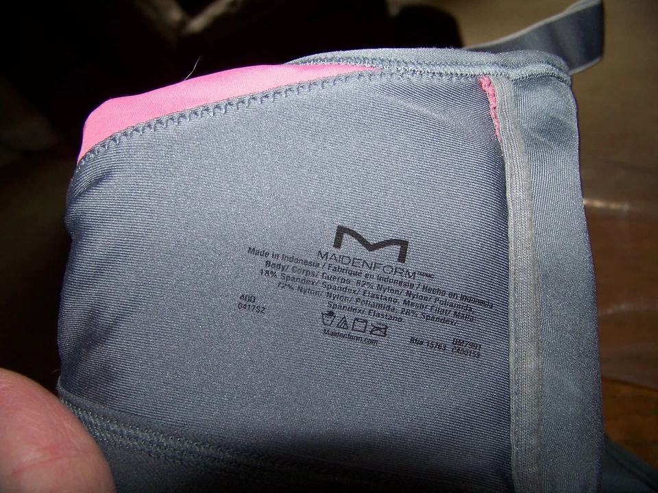 Maidenform Zip Front Sports Bra 40D Underwire Padded Racerback Adjustable CLEAN - Image 3 of 4