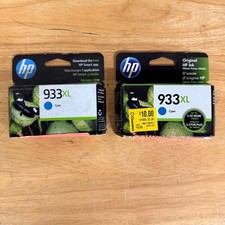 Lot of 2 HP 933XL Cyan Ink Cartridge Genuine OEM New Exp 02/2023, 04/2025