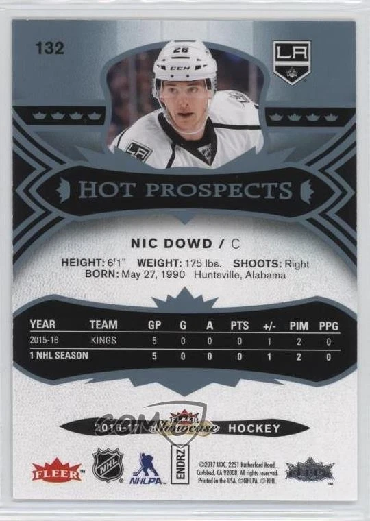2016-17 Upper Deck Fleer Showcase Prospects White Hot /5 Nic Dowd #132 Rookie RC - Image 2 of 2