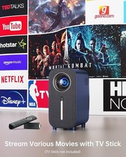 Mini Portable Bluetooth Movie Projector: HISION 1080P 4K Outdoor Bundle-A02