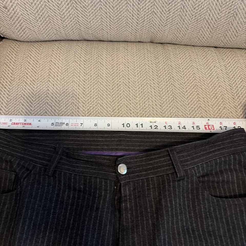 Raro Ralph Lauren Púrpura Etiqueta Gris Pin Rayas 5 Bolsillos Pantalones Talla 36 X 31 Foto 2 de 4