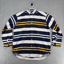 Vintage 90  s Tommy Hilfiger Shirt Men M Blue White Yellow Lion Crest Y2K