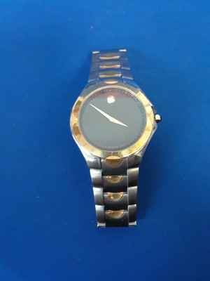 Movado Museum Men's Watch Two Tone 84 G1 1853 Luno Black Dial Stainless Steel