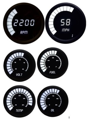 Intellitronix Multi-Gauge LED Digital Bargraph Set with Black Bezel - White
