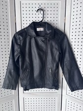 Youth LJYH Black Faux Leather Biker Motorcycle Jacket Kids 9-10Y Boys Girls