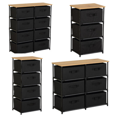 Kommode Stoff Schubladen Holzplatte Stauraum Schlafzimmer Wohnzimmer