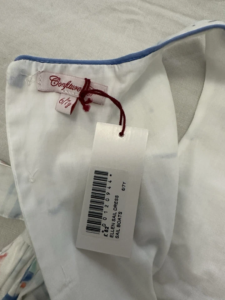 Bonpoint Girls Dress Size 6/7 Sail Boat Print - Image 2 of 4