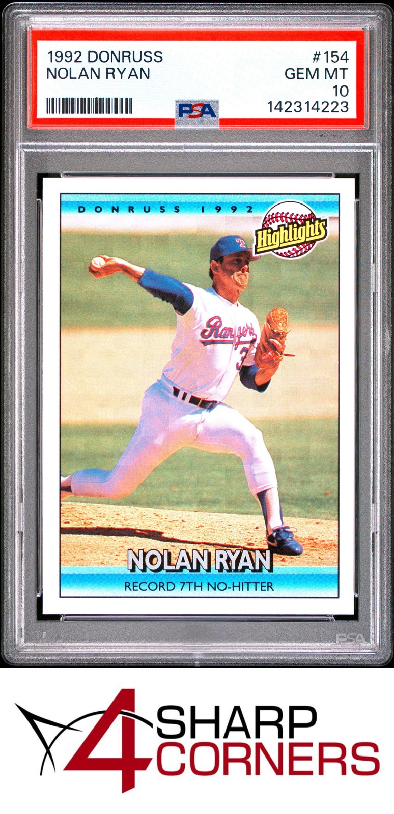 1992 DONRUSS #154 NOLAN RYAN RANGERS HOF PSA 10