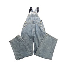 Tommy Hilfiger Overalls Womens S Light Wash Denim Wide Leg 90s Cotton Streetwear