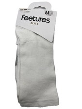 Feetures Elite Light Cushion Unisex Medium White Mid Calf Crew Socks NEW NWT