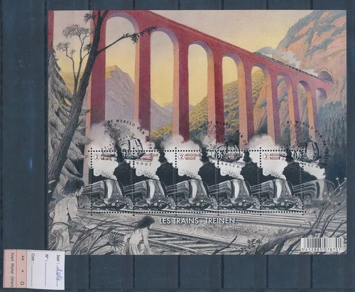 XE62361 Belgium 2014 trains railways FDC/souvenir cancels XXL sheet used