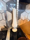 Vintage 13" Fenton White Milk Glass Swung Stretch Hobnail Pedestal Vase 60's MCM