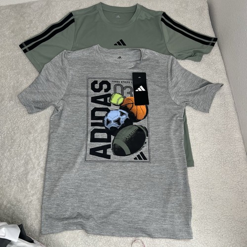 Adidas Youth Boys 2-Piece Shirt Set Size L (14/16) Sports Graphic Tee Sporty - Picture 4 of 12