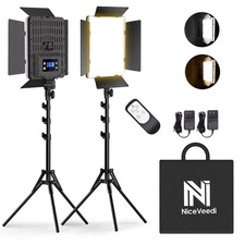 NiceVeedi 36W Bi-Color LED Video Light Kit 2-Pack Remote Shade StudioPhotography