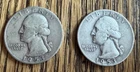 1953 P & D WASHINGTON QUARTERS PAIR - 90% SILVER - NICE DETAIL - ESTATE FIND