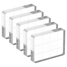 Acrylic Stamp Block, 5 Pack Rectangle Shape with Grid Lines, 1.57" x 1.18"